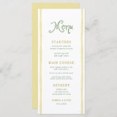 Citrus Yellow Stripe Coastal Beach Summer Wedding Menu (Voorkant / Achterkant)