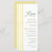 Citrus Yellow Stripe Handwriting Summer Wedding Menu (Voorkant / Achterkant)