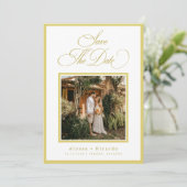 Citrus Yellow Summer Island Destination Wedding Save The Date (Staand voorkant)