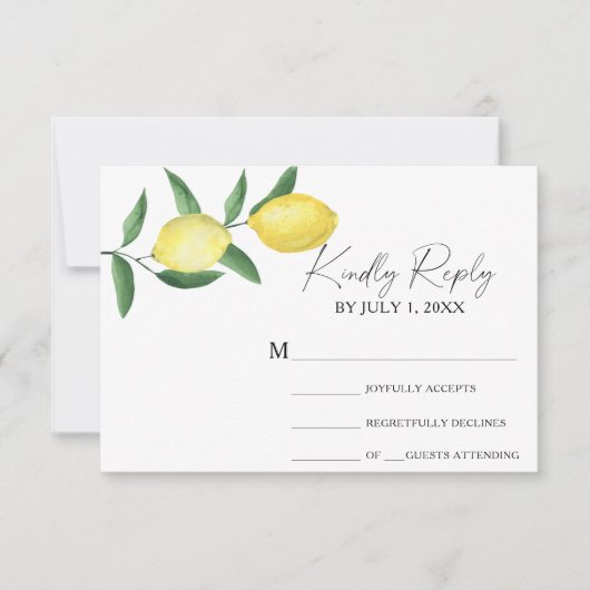 Citrus yellow - Wedding RSVP-Kaart RSVP Kaartje (Voorkant)