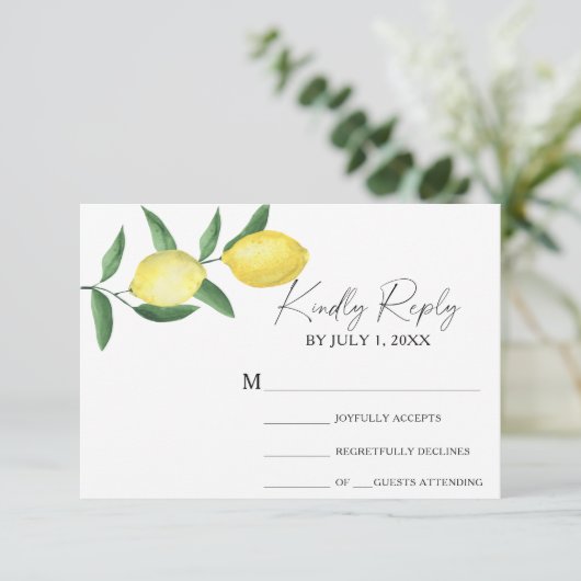 Citrus yellow - Wedding RSVP-Kaart RSVP Kaartje (Staand voorkant)