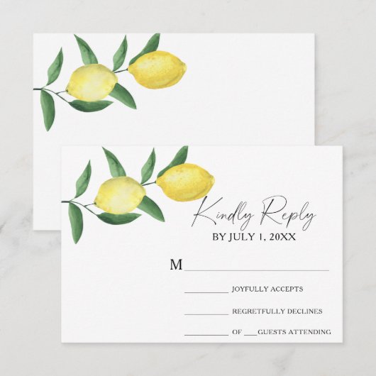 Citrus yellow - Wedding RSVP-Kaart RSVP Kaartje (Voorkant / Achterkant)