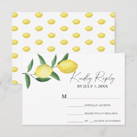 Citrus yellow - Wedding RSVP-Kaart RSVP Kaartje (Voorkant / Achterkant)