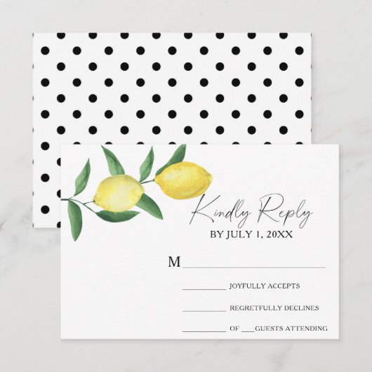 Citrus yellow - Wedding RSVP-Kaart RSVP Kaartje (Voorkant / Achterkant)