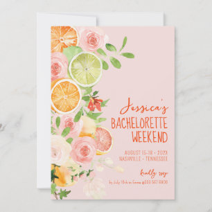Citrus Zomer Bloemen Bachelorette weekend Kaart