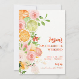 Citrus Zomer Bloemen Bachelorette weekend Kaart