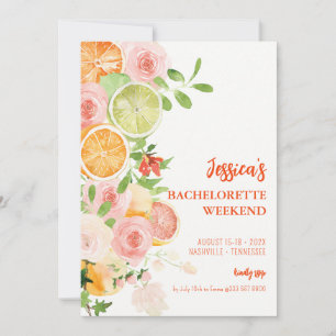 Citrus Zomer Bloemen Bachelorette weekend Kaart