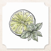 Citrus Zomer Limoen en Groene bladeren Kartonnen Onderzetters (Voorkant)