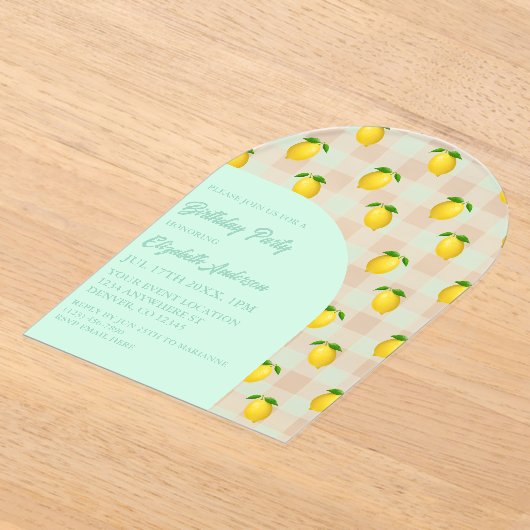 Citrus zomerverjaardag acryl uitnodigingen (Laagn)