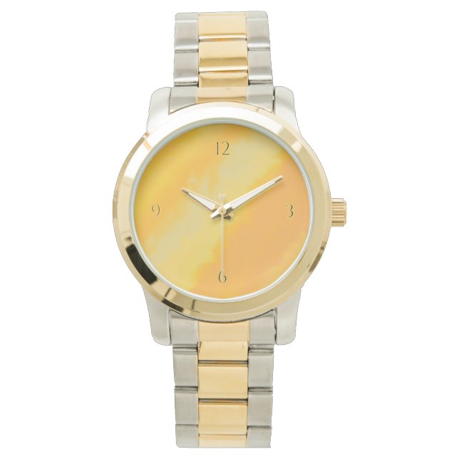 Citrus Zonnige Sinaasappel Watercolor Patroon Horloge (Voorkant)