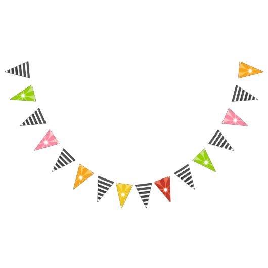 Citrus zwart + witte streep twotti fruitig verjaar vlaggetjes (Alle)