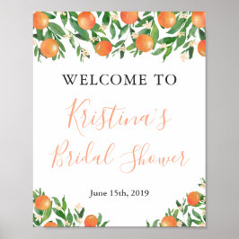 Citrus Zwarte Bruilofts Bruiloft Aquarel Welkom Bo Poster