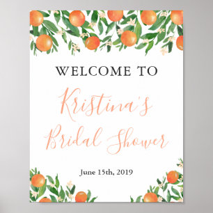 Citrus Zwarte Bruilofts Bruiloft Aquarel Welkom Bo Poster