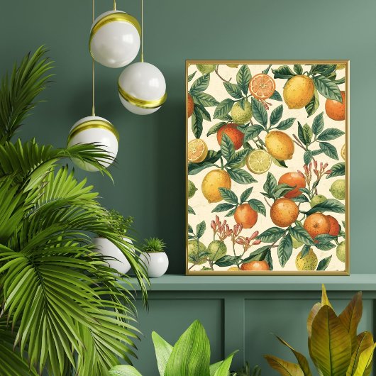Citrusbloementuin Naadloos Patroon Poster