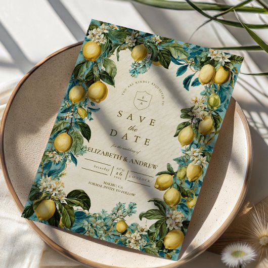 Citrusbloesem Erfgoed Bruiloft Save The Date