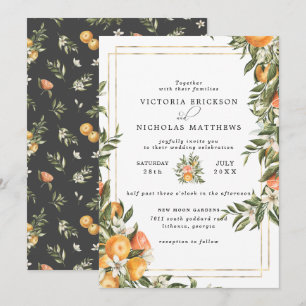 Citrusboomgaard Boho botanische bruiloft Kaart