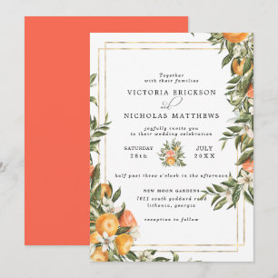 Citrusboomgaard Boho botanische bruiloft Kaart