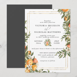 Citrusboomgaard Boho botanische bruiloft Kaart