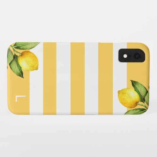 Citrusboomgaard Lemon Streep Monogram Case-Mate iPhone Case (Achterkant (horizontaal))