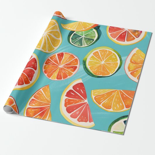 citrusbreuk cadeaupapier (Uitgerold)