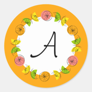 Citruscirkel Oranje Monogram sticker rond