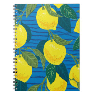 Citruscitroen: Handgetekende  naadloos. Notitieboek