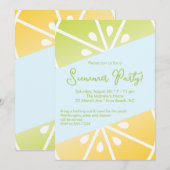 Citruscitroen Limoen Geel Blauw Zomerfeest Kaart (Voorkant / Achterkant)