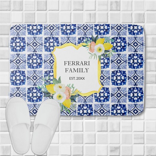 Citruscitroen Marine Blauw Italiaans Mediterraan Badmat