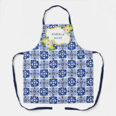 Citruscitroen Marine Blauw Italiaans Mediterraan Schort (Voorkant)