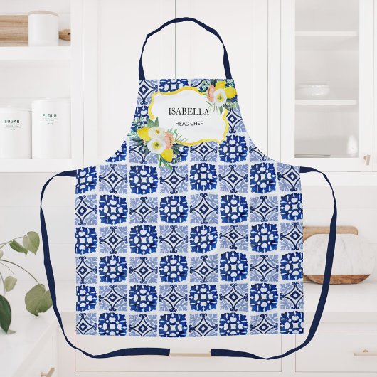 Citruscitroen Marine Blauw Italiaans Mediterraan Schort