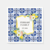 Citruscitroen Marine Blauw Italiaans Mediterraan Servet (Voorkant)