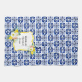 Citruscitroen Marine Blauw Italiaans Mediterraan Theedoek (Horizontaal)