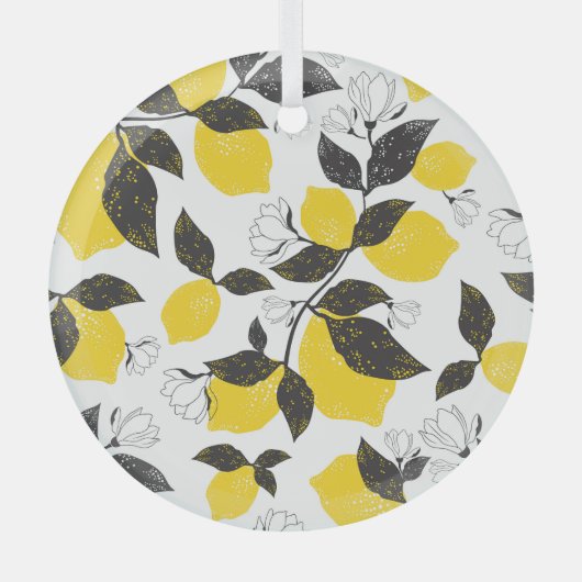 Citruscitroenen,  zomer naadloos. glas ornament (Voorkant)