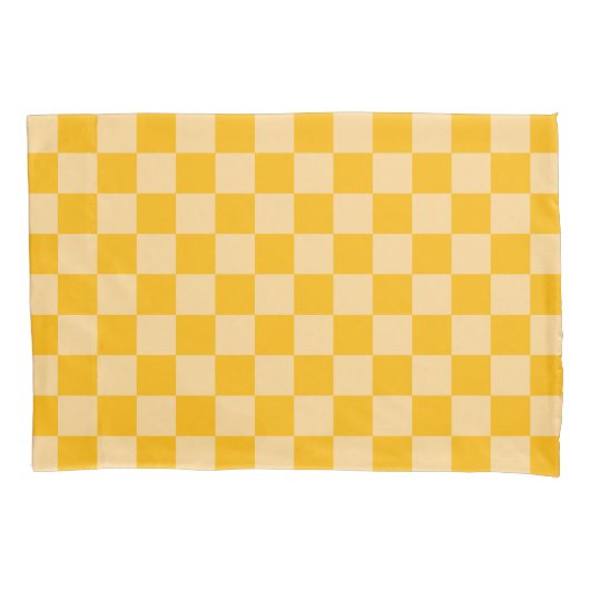 Citruscrème geruit bordpatroon kussensloop (Voorkant-Links)