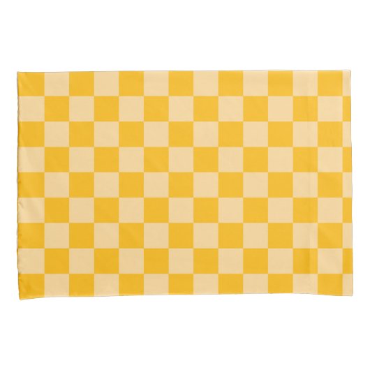 Citruscrème geruit bordpatroon kussensloop (Voorkant-Rechts)
