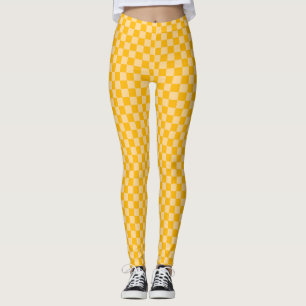 Citruscrème geruit bordpatroon leggings