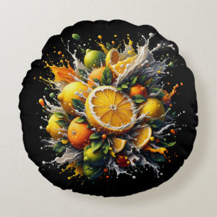 Citrusexplosie Rond Kussen