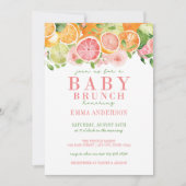 Citrusfruit & Bloemen Baby Brunch Kaart (Voorkant)