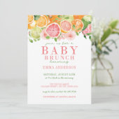 Citrusfruit & Bloemen Baby Brunch Kaart (Staand voorkant)