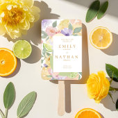 Citrusfruit en bloemen Huwelijks Waterverfprogramm Handwaaier