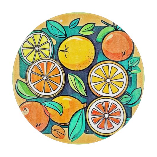 Citrusfruit Kunstontwerp Snijplank (Voorkant)