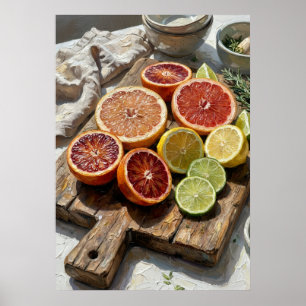 Citrusfruit Stilleven Kunstprint Bloedsinaasappe Poster