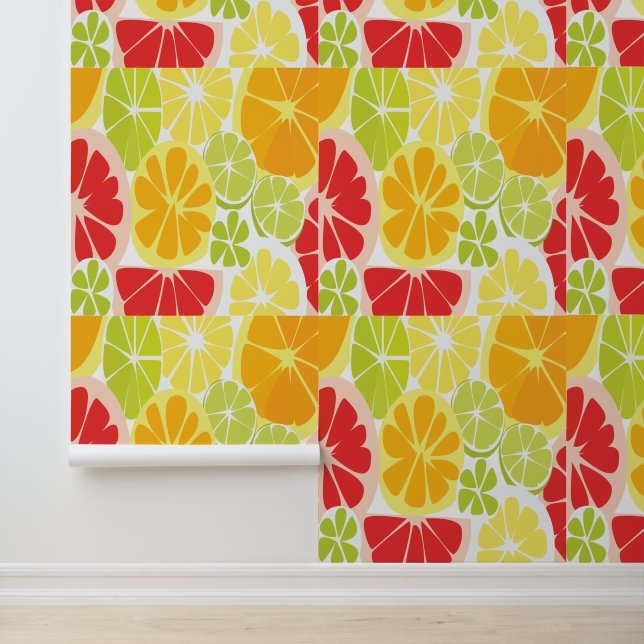 Citrusfruitpatroon Behang (Applicatie)