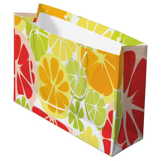 Citrusfruitpatroon Groot Cadeauzakje (Voorkant Gekanteld)