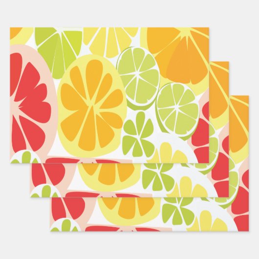 Citrusfruitpatroon Inpakpapier Vel (Set)