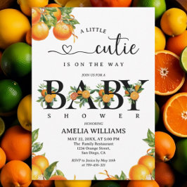 Citrusgroen Elegant Oranje Baby shower Kaart