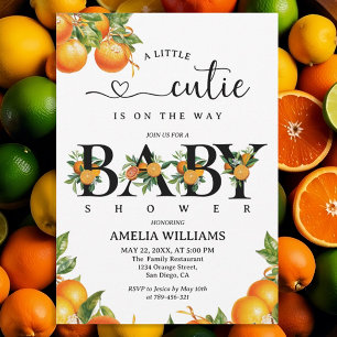Citrusgroen Elegante Oranje Baby Shower Kaart