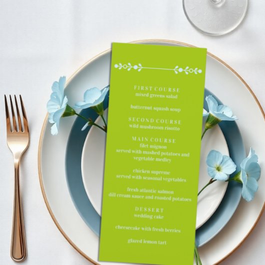 Citrusgroen & Kustblauw Bruiloft Menu