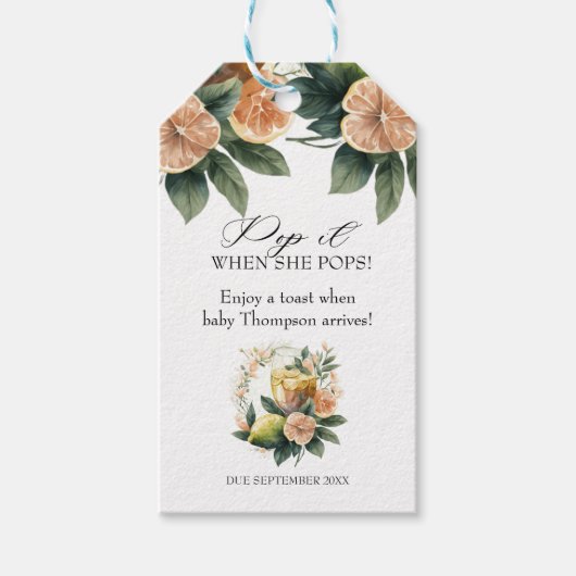 Citrusgroen | Pop het als ze Poppen Favor Cadeaulabel (Voorkant)