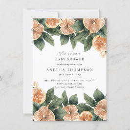 Citrusgroen | Roze Bloemen Baby shower Kaart
